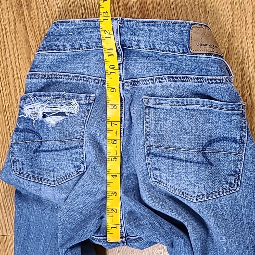 AMERICAN EAGLE 00x26 TOMGIRL 2018 PREOWNED DISTRESED DISTROYED DENIM FADED JEANS - Picture 4 of 8